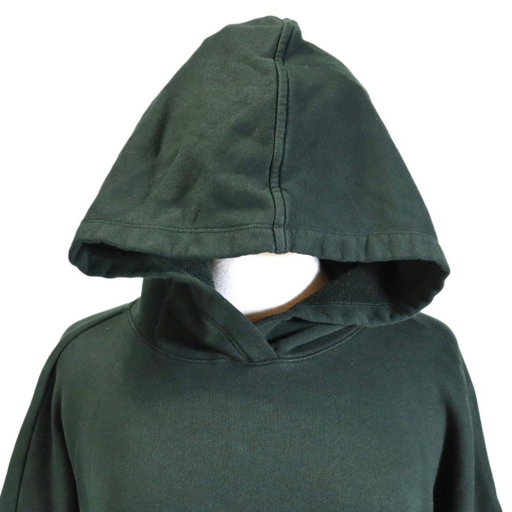 Eileen Fisher Hoodie Womens L Green Organic Cotton Oversized Raw Edge Sweatshirt - Picture 3 of 11